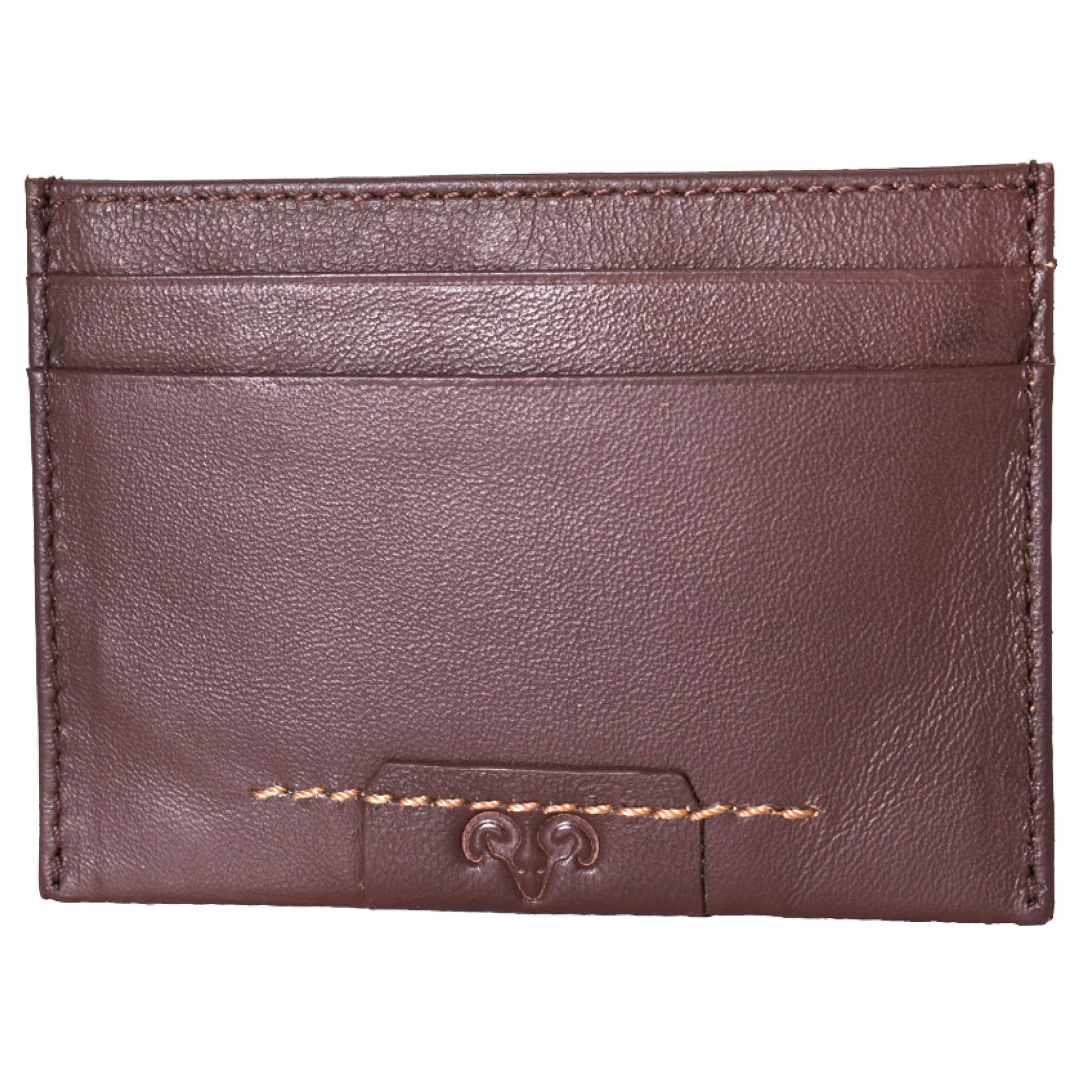  Jack Abrahams Leather Card Case Rifd Minimalist Wallet - Brown - Bonton