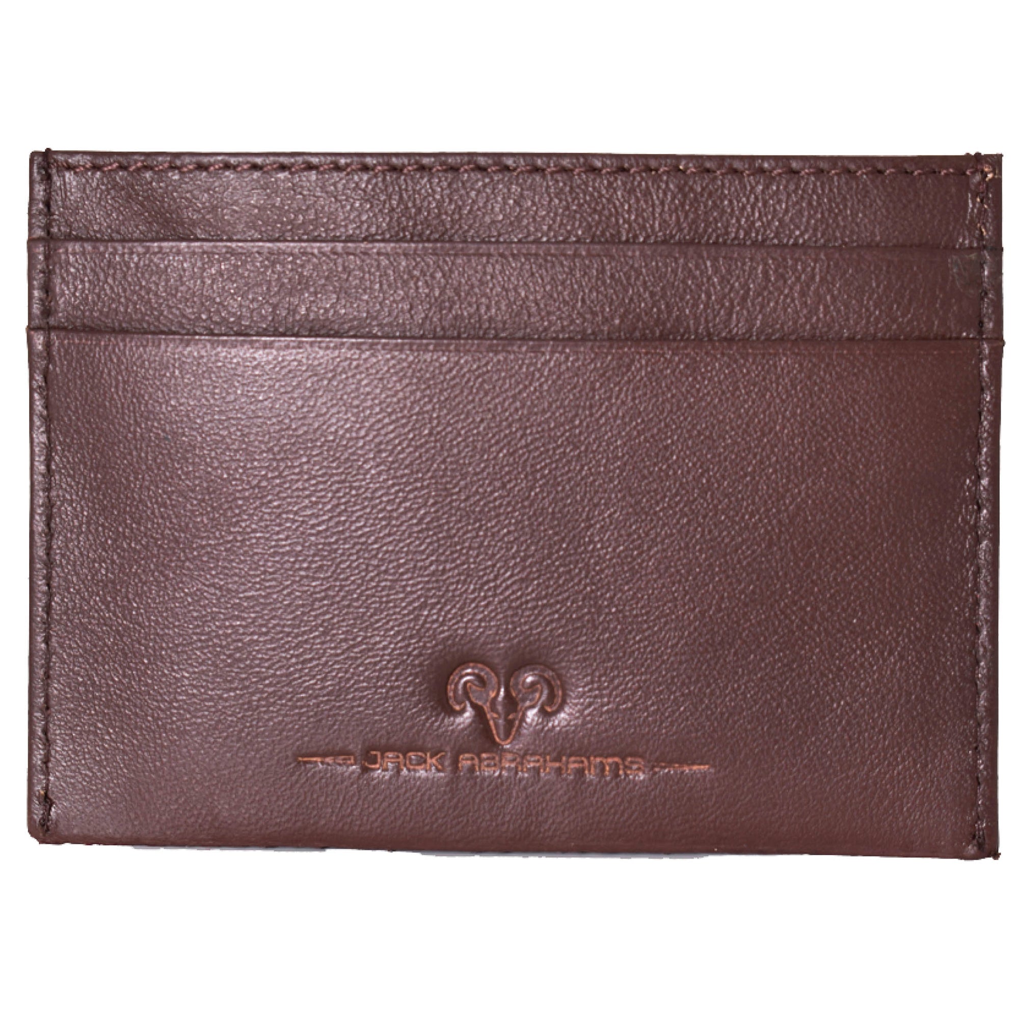  Jack Abrahams Leather Card Case Rifd Minimalist Wallet - Brown - Bonton