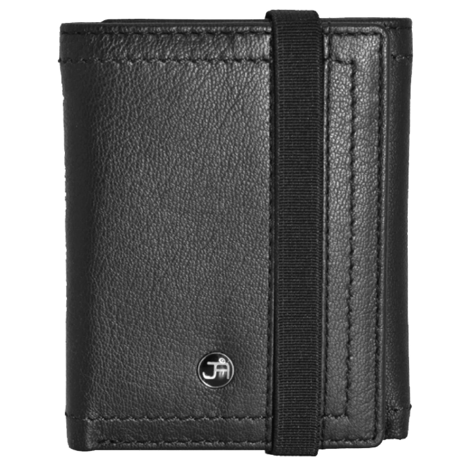  Jack Abrahams Leather Tri-fold Stylish Wallet with ID Window Pocket - Black - Bonton