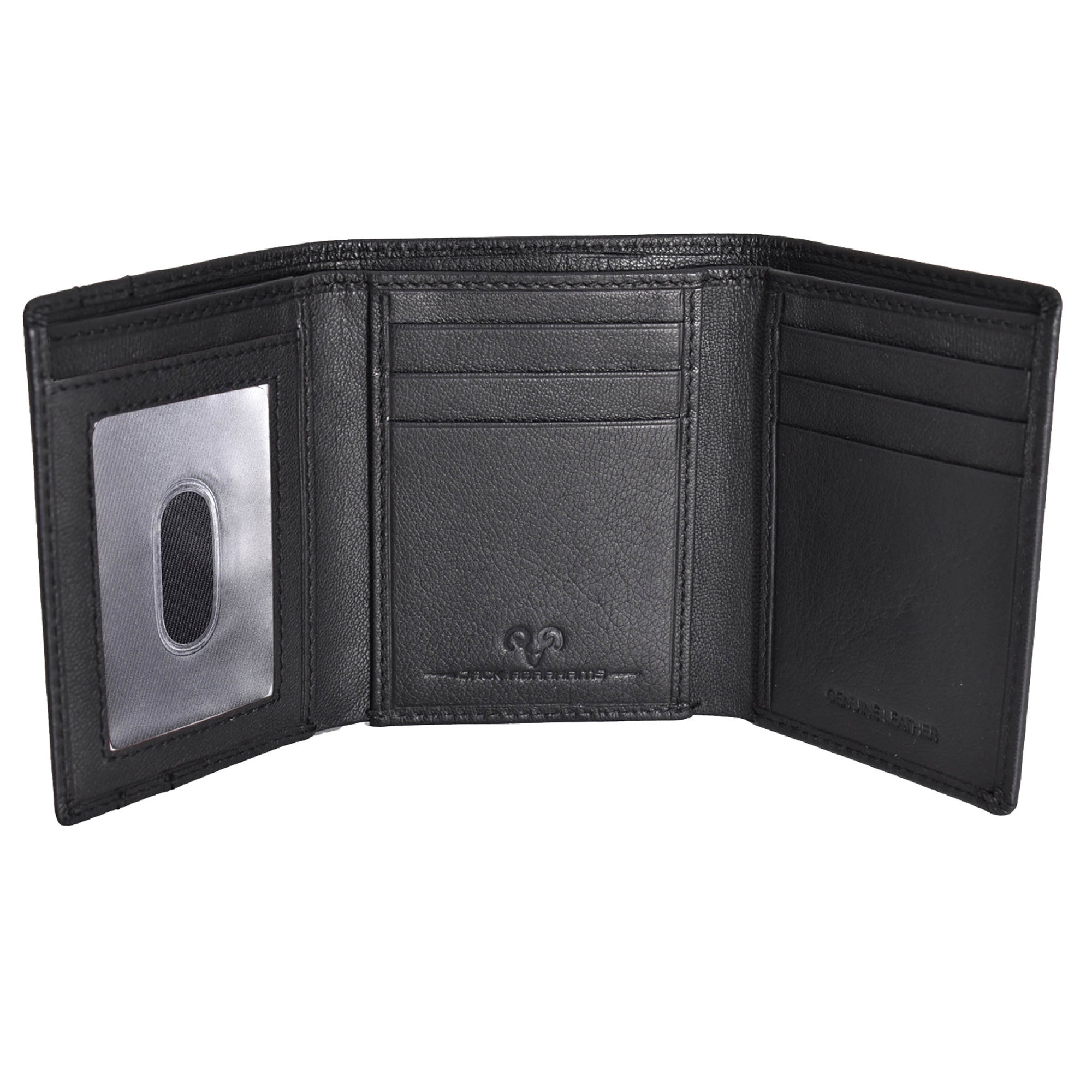  Jack Abrahams Leather Tri-fold Stylish Wallet with ID Window Pocket - Black - Bonton