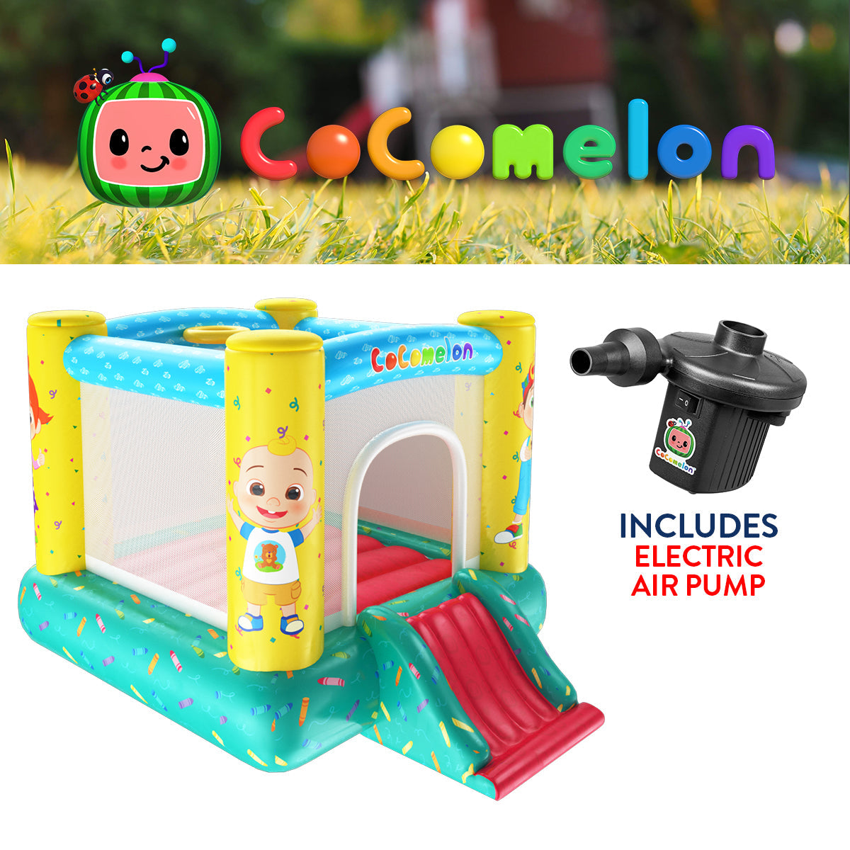  HobbyTron Cocomelon Jump N' Slide Bouncer (Includes Electric Air Pump) - Default Title - Bonton