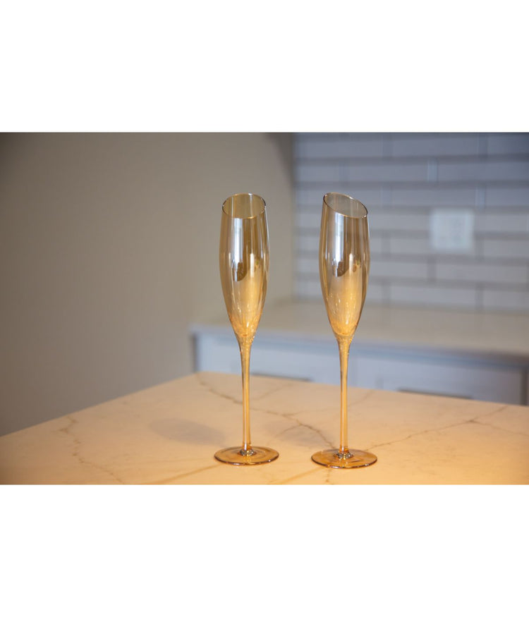 Jeanne Fitz Slant Collection Champagne Glasses, Set of 2 Gold