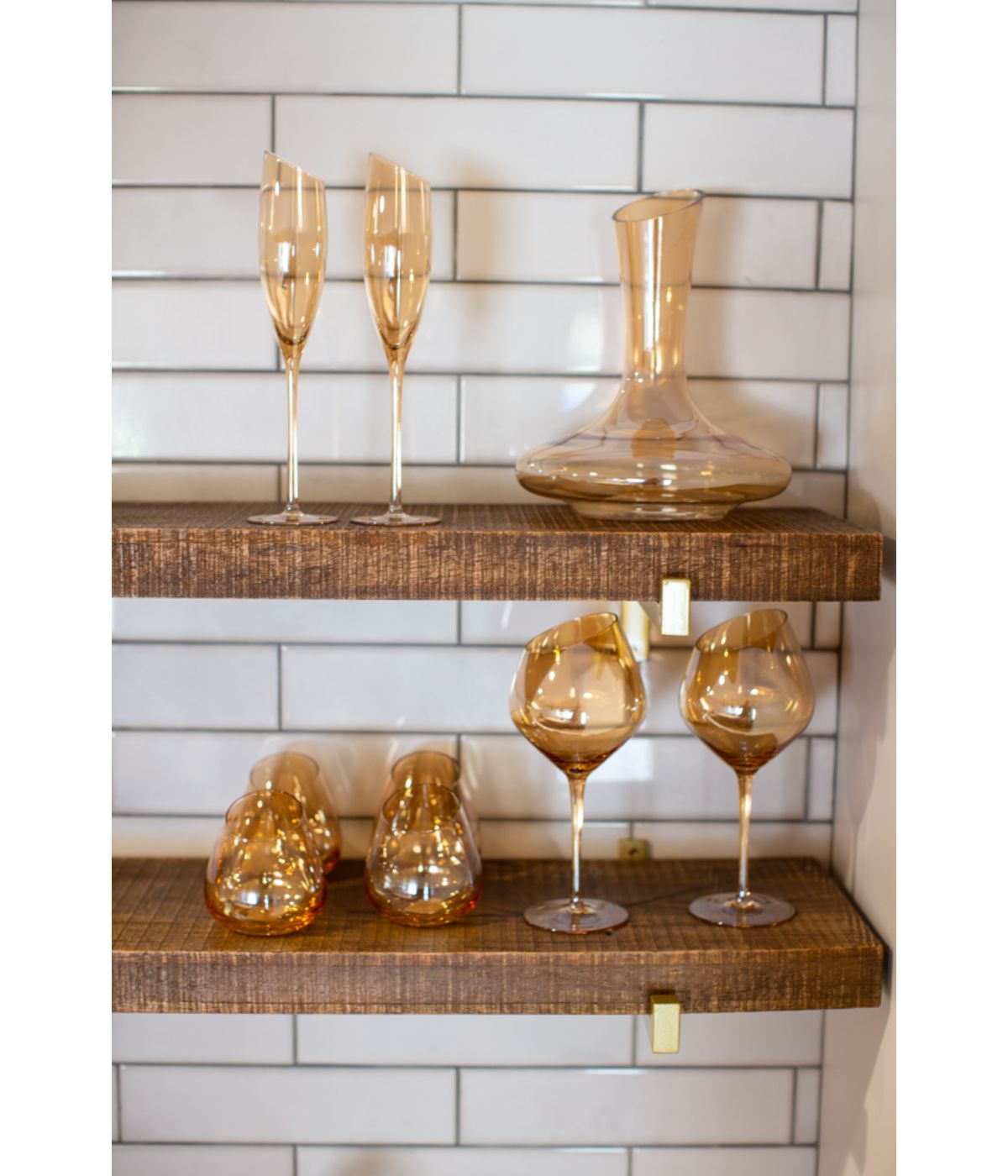  Widgeteer Jeanne Fitz Slant Collection Champagne Glasses, Set of 2 - Gold - Bonton