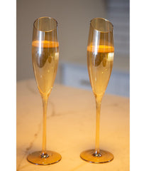 Jeanne Fitz Slant Collection Champagne Glasses, Set of 2 Gold