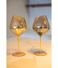 Jeanne Fitz Slant Collection Red Wine Glasses, Set of 2 Gold