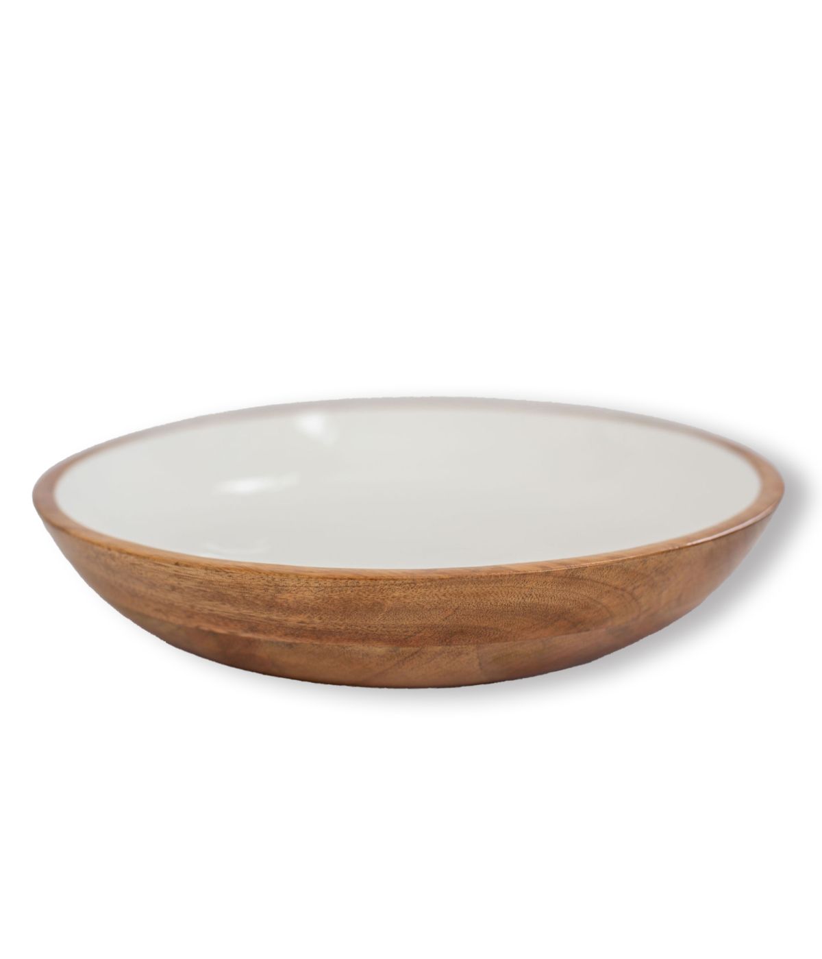  Widgeteer Jeanne Fitz Wood + White Collection Mango Wood Serving Bowl - White - Bonton