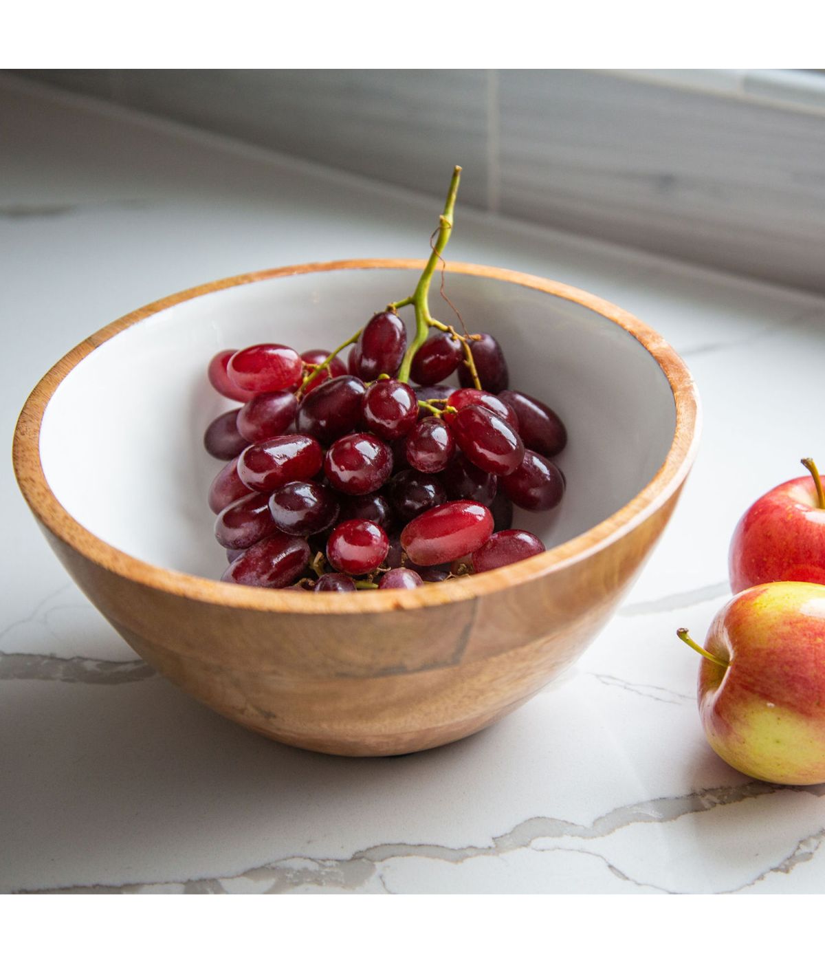  Widgeteer Jeanne Fitz Wood + White Collection Mango Wood Serving Bowl - Brown - Bonton