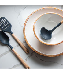 Jeanne Fitz Wood + White Collection Mango Wood Serving Bowl Brown