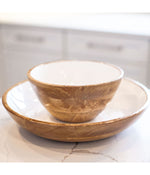 Jeanne Fitz Wood + White Collection Mango Wood Serving Bowl Brown
