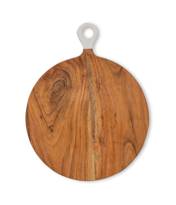 Jeanne Fitz Wood + White Collection Acacia Wood Round Charcuterie Board Brown