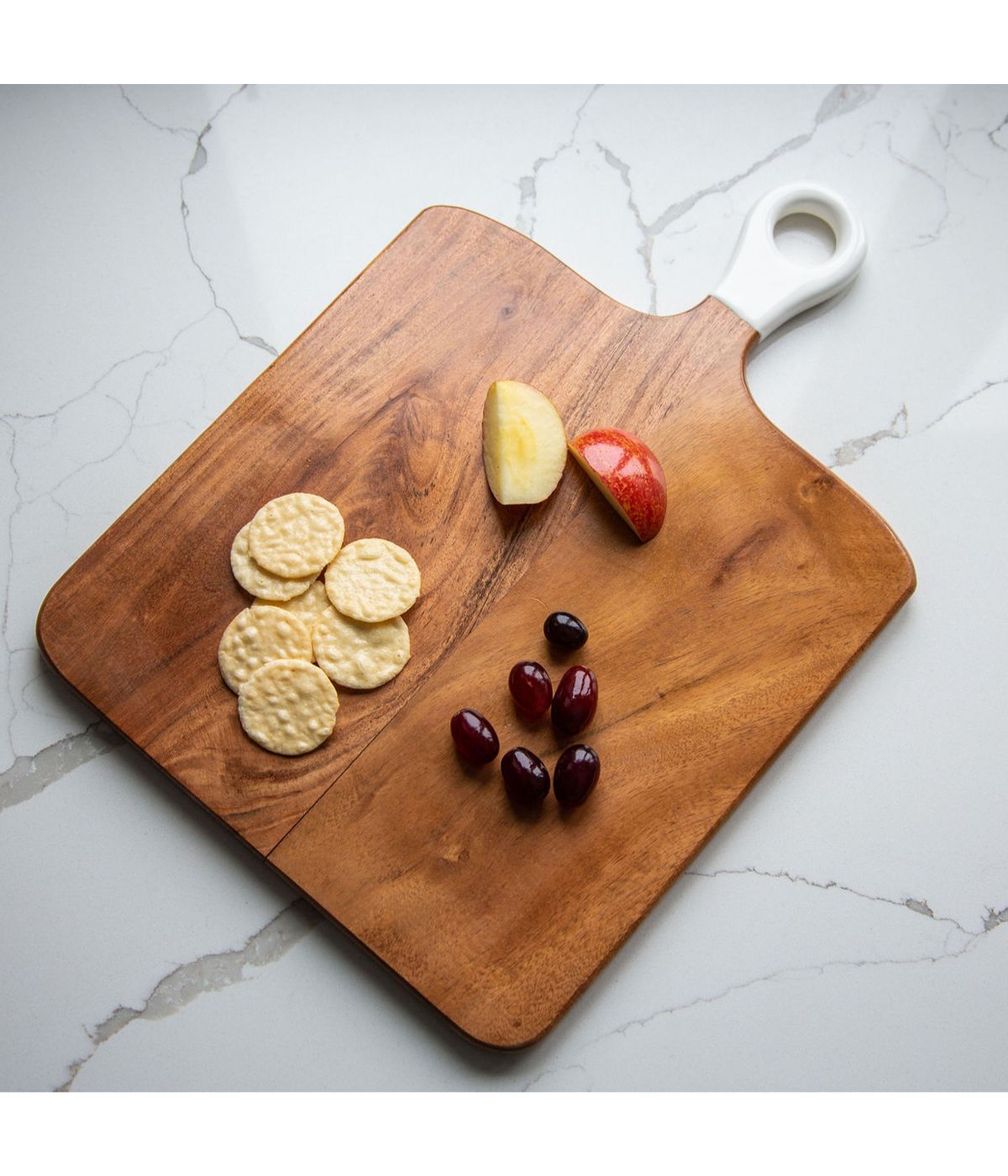  Widgeteer Jeanne Fitz Wood + White Collection Acacia Wood Square Charcuterie Board - Brown - Bonton