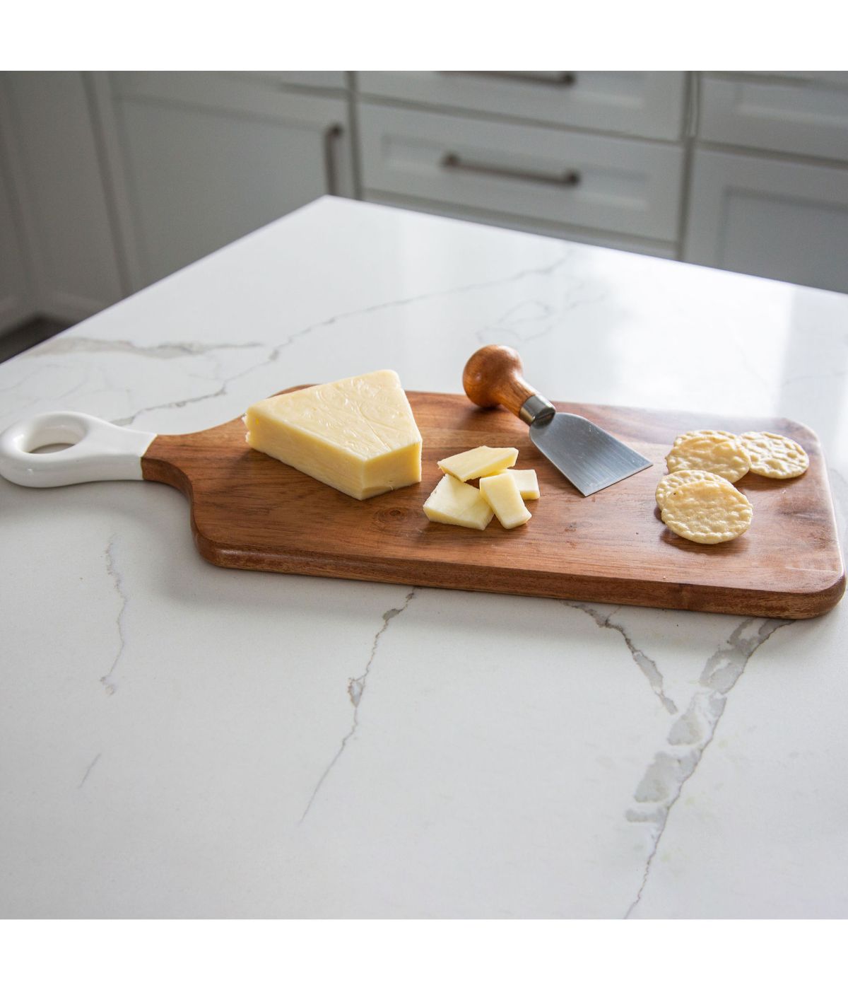  Widgeteer Jeanne Fitz Wood + White Collection Acacia Wood Rectangle Charcuterie Board - Brown - Bonton