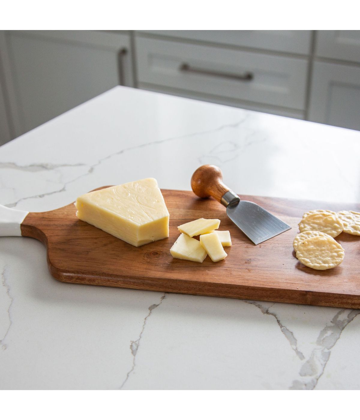  Widgeteer Jeanne Fitz Wood + White Collection Acacia Wood Rectangle Charcuterie Board - Brown - Bonton