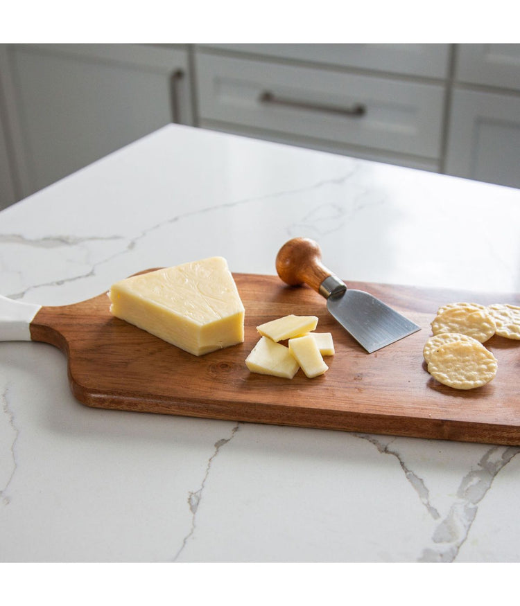 Jeanne Fitz Wood + White Collection Acacia Wood Rectangle Charcuterie Board Brown