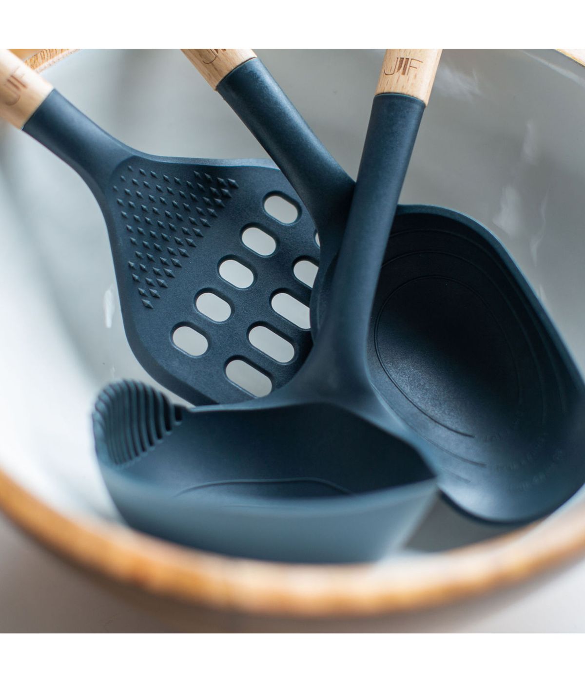  Widgeteer Jeanne Fitz Gray Beechwood & Nylon 3 Piece Kitchen Utensil Set - Gray - Bonton