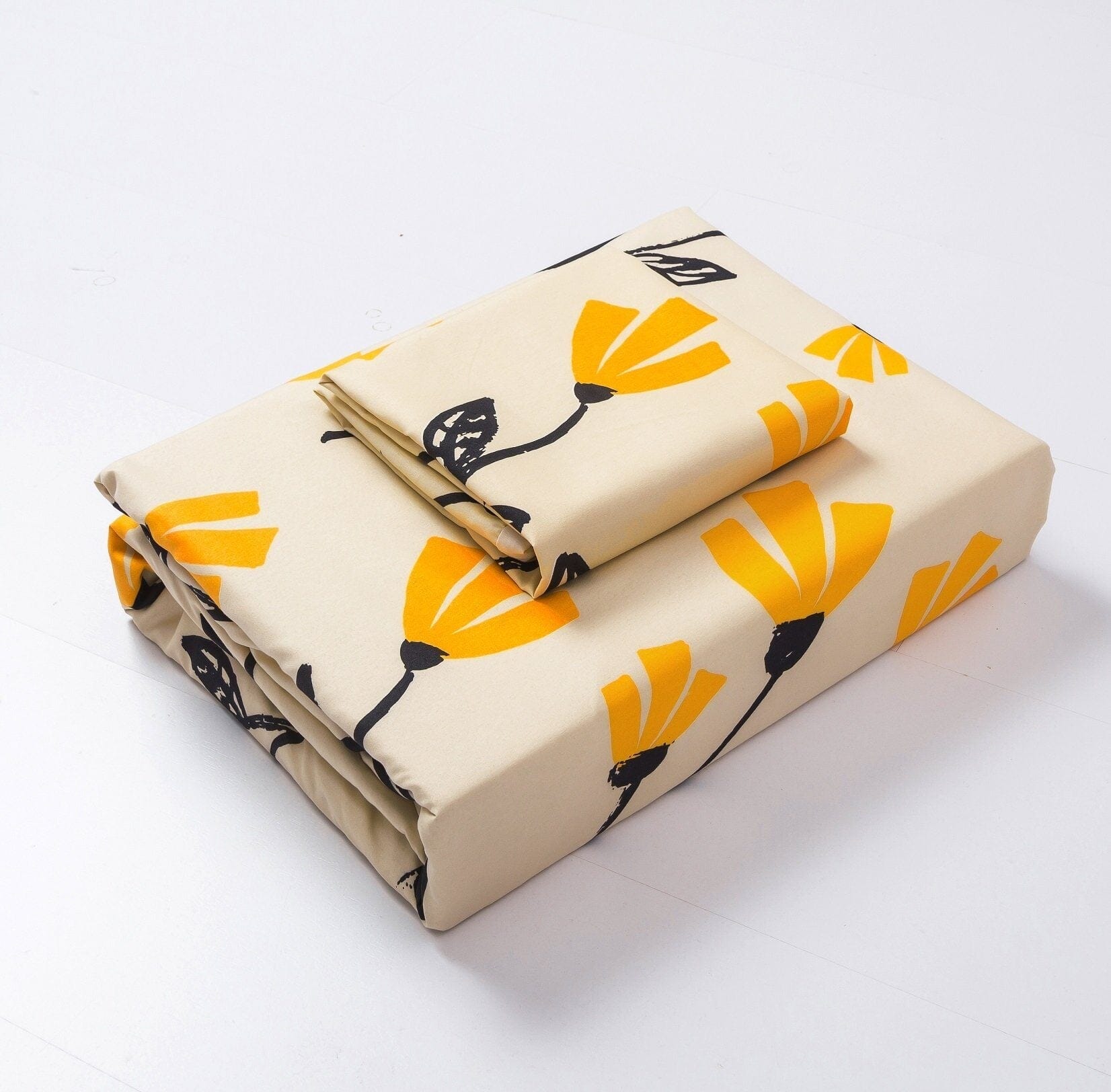  DaDa Bedding Collection DaDa Bedding Yellow Fleur Floral Golden Orange Ivory Duvet Cover Set w/ Pillow Cases (18112) by DaDa Bedding Collection - California King - Bonton