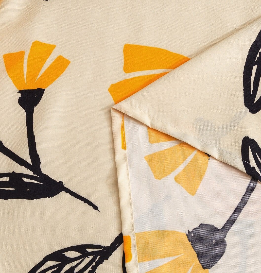  DaDa Bedding Collection DaDa Bedding Yellow Fleur Golden Orange Botanical Ivory Duvet Cover & Fitted Flat Bed Sheets Set w/ Pillow Cases Window Valances (18112) by DaDa Bedding Collection - Twin - Bonton