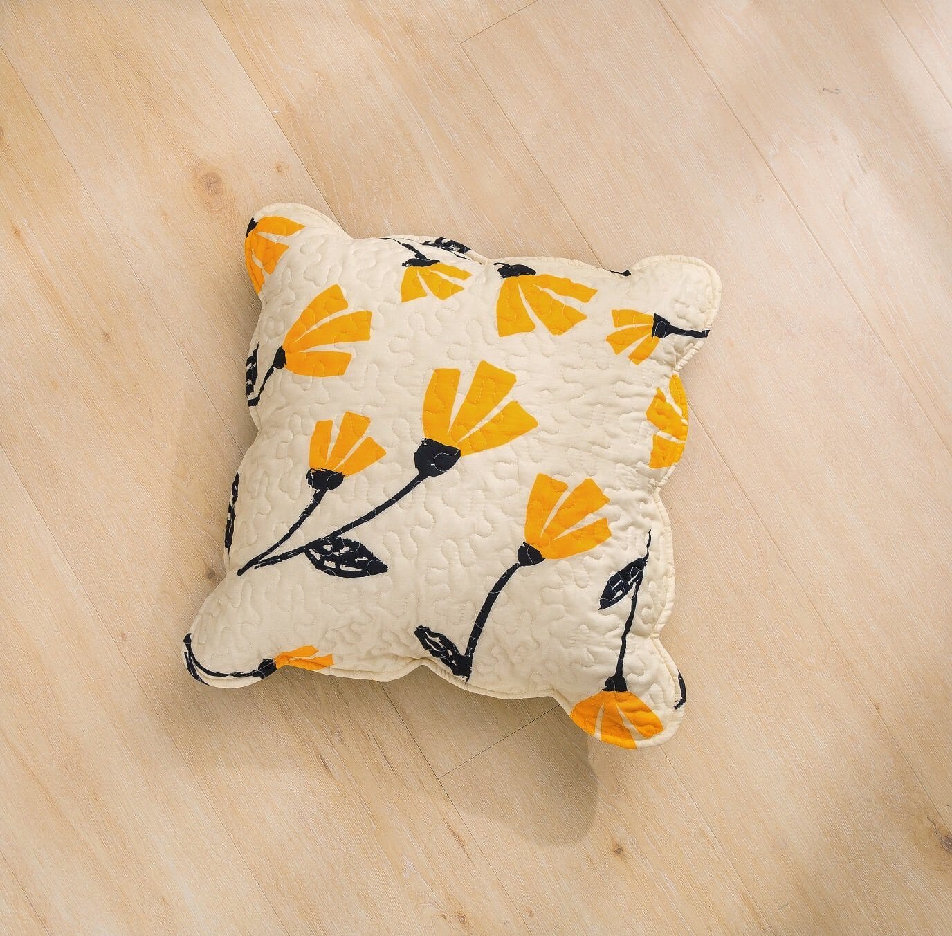  DaDa Bedding Collection DaDa Bed in a Bag Bundle Set - Yellow Fleur Botanical Ivory Tan Floral Bedding Set (18112) by DaDa Bedding Collection - Twin - Bonton