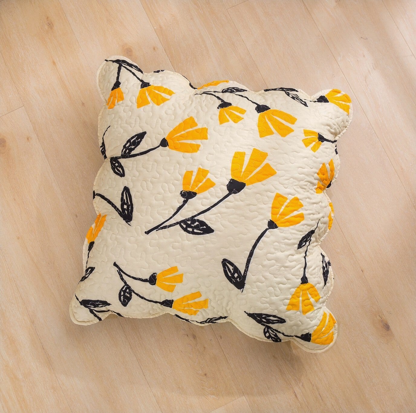  DaDa Bedding Collection DaDa Bed in a Bag Bundle Set - Yellow Fleur Botanical Ivory Tan Floral Bedding Set (18112) by DaDa Bedding Collection - Twin - Bonton