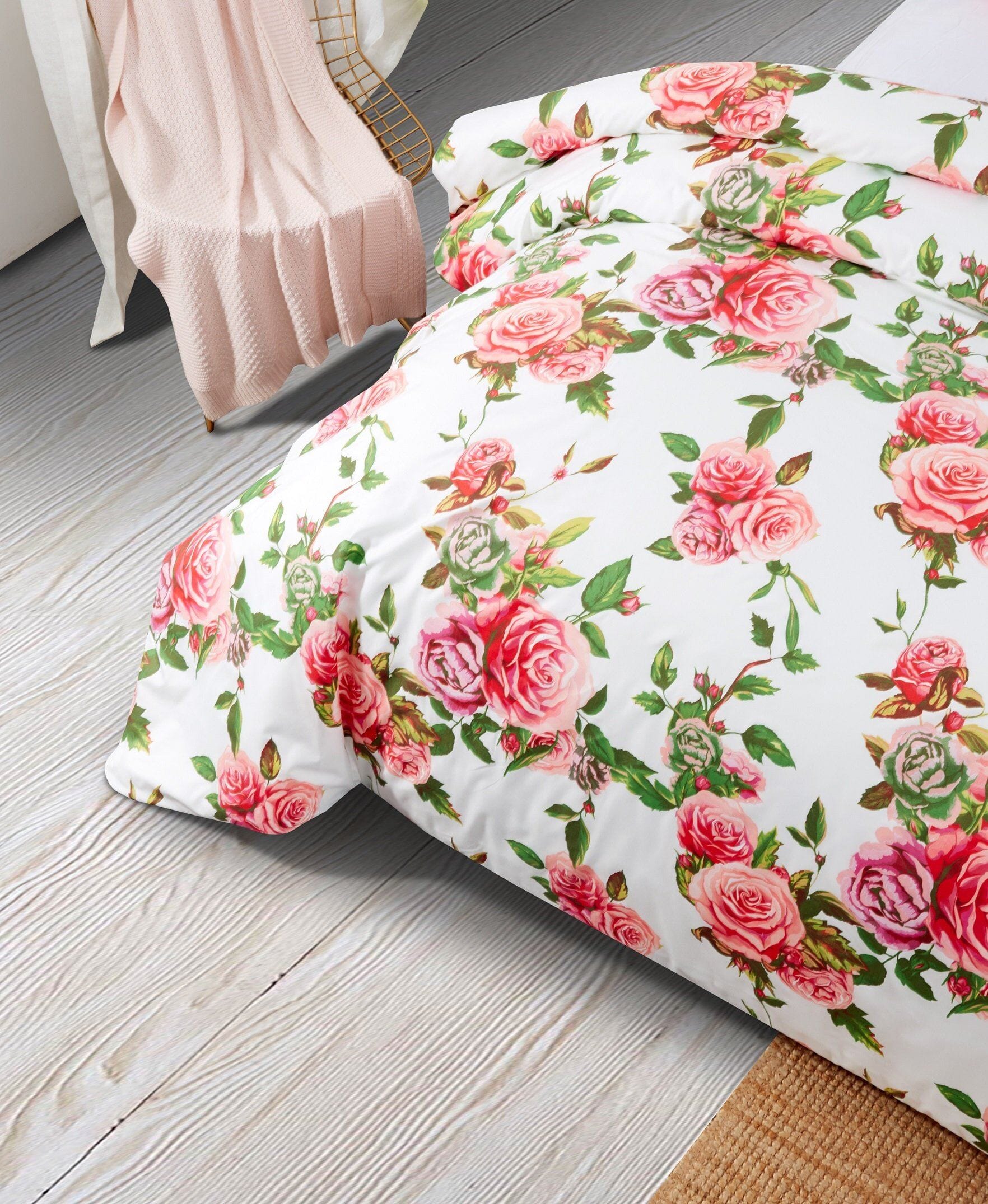  DaDa Bedding Collection DaDa Bedding Romantic Roses Lovely Spring Pink Floral Duvet Cover Set w/ Pillow Cases (JHW-879) by DaDa Bedding Collection - Cal King - Bonton