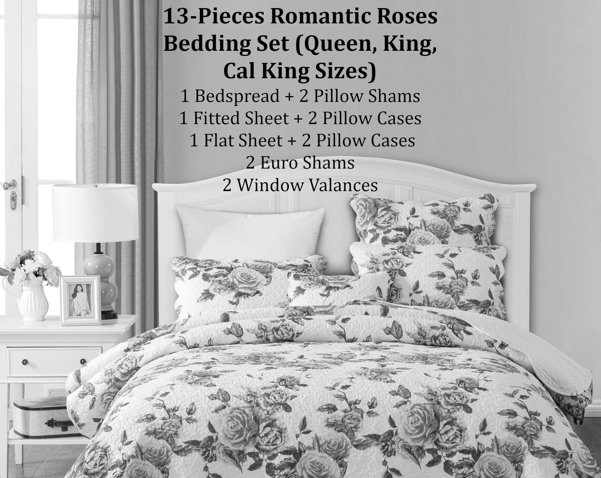 DaDa Bedding Collection DaDa Bedding Bed in a Bag Bundle Set - Romantic Roses Lovely Blooming Floral Bedding Set (JHW-879) by DaDa Bedding Collection - Twin - Bonton