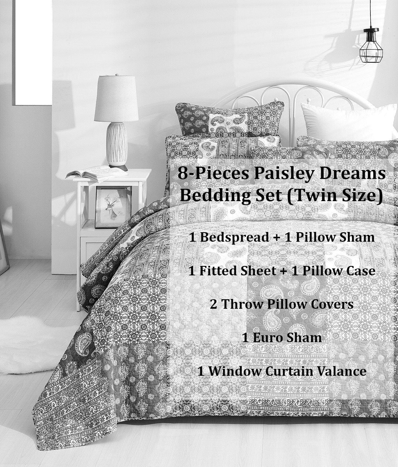  DaDa Bedding Collection DaDalogy Bedding Bed in a Bag Bundle Set - Bohemian Paisley Dreams Floral Olive Brown Patchwork Bedspread Set (JHW885) by DaDa Bedding Collection - Twin - Bonton