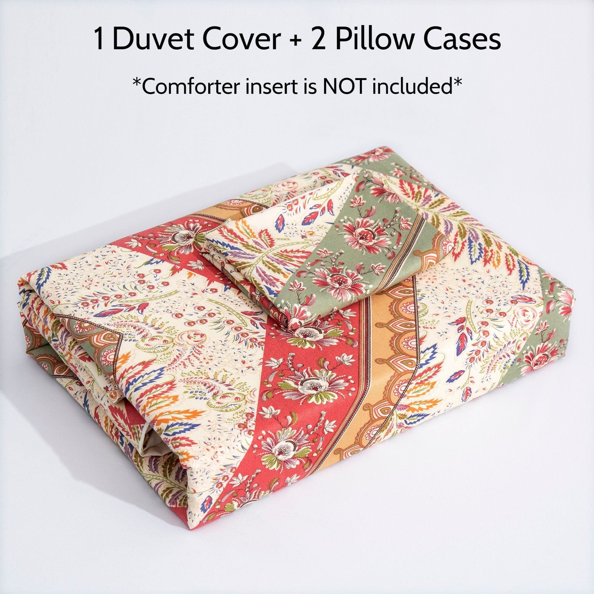  DaDa Bedding Collection DaDa Bedding Botanical Cranberry Sage Chevron Floral Duvet Cover Set w/ Pillow Cases (JHW-924) by DaDa Bedding Collection - Twin - Bonton