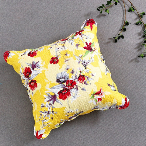 DaDa Bedding Bed in a Bag Bundle Set - Radiant Sunshine Yellow Hummingbirds Floral Bedding Set (JHW-925) - DaDa Bedding Collection