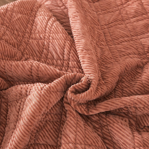 DaDalogy Bedding Terracotta Coral Brick Orange Soft Velour Corduroy Bedspread Set (JHW952) by DaDa Bedding Collection