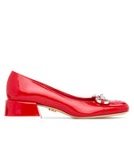 JILA Leather Low Heel Pump Ladies Sandals RED
