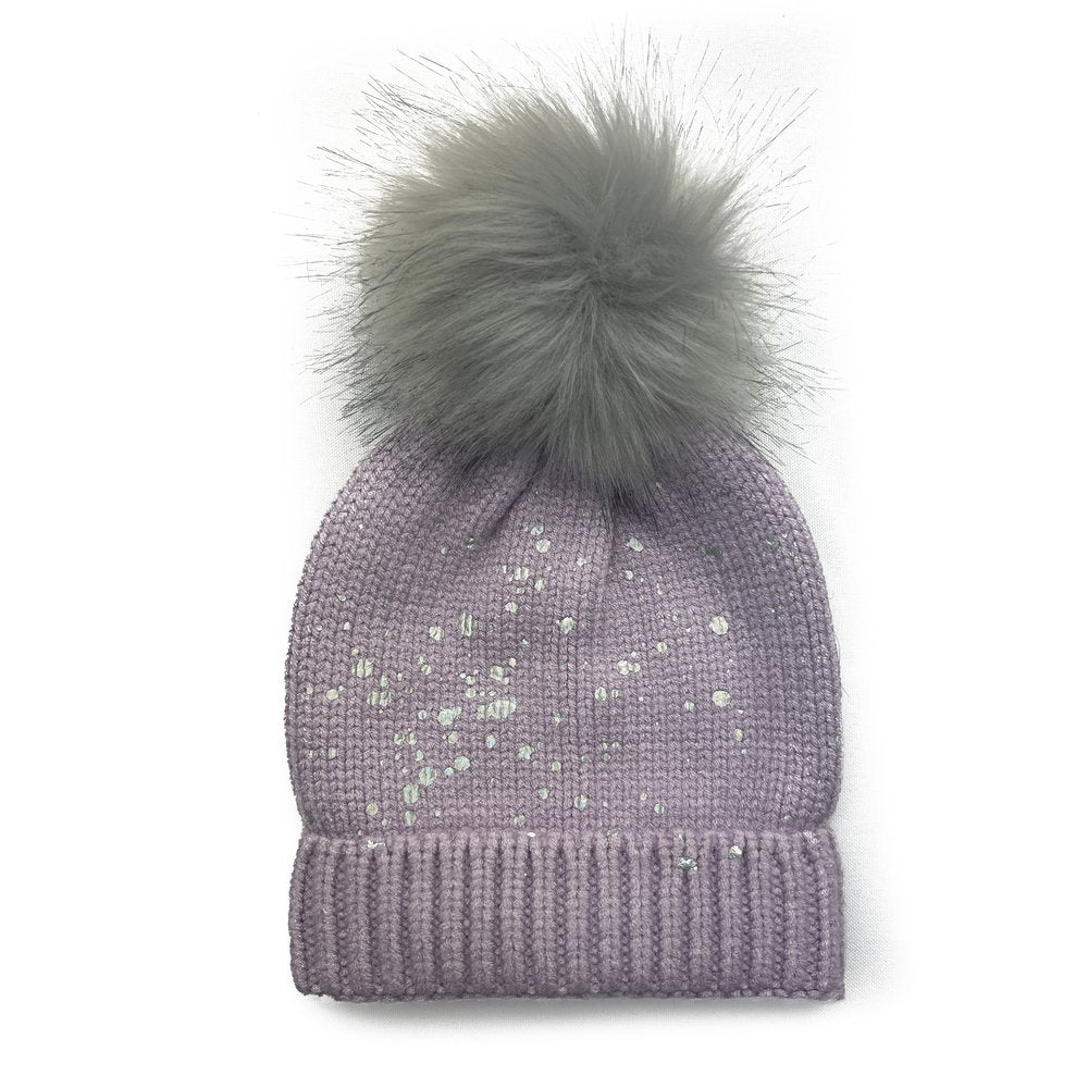  Paint Splatter Pom Beanie - Lilac - Bonton