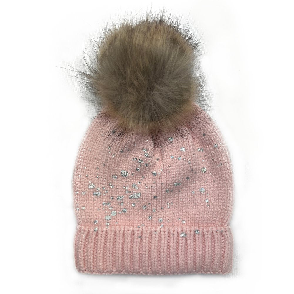  Paint Splatter Pom Beanie - Pink - Bonton