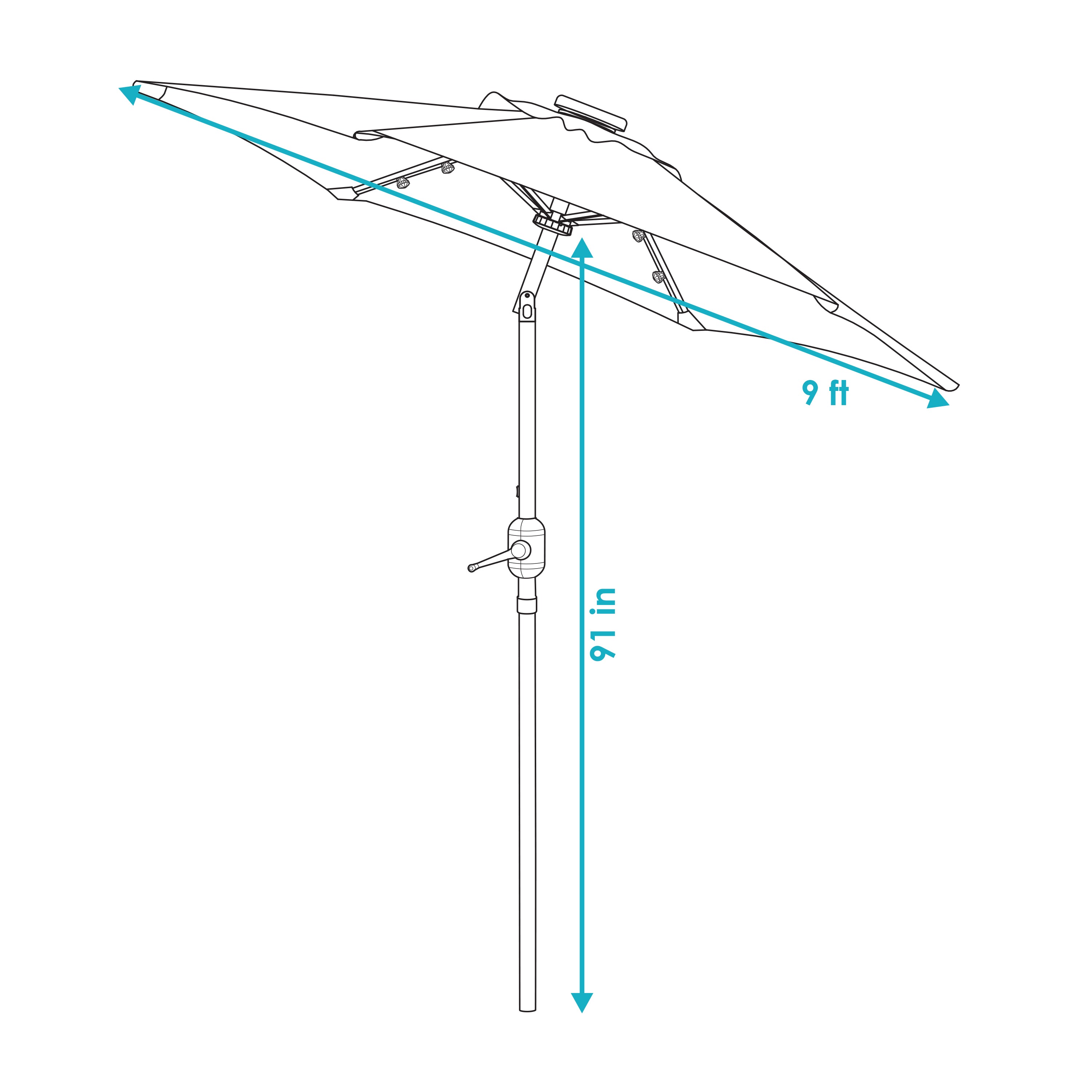  Sunnydaze Decor Pool Patio Umbrella with Solar LED Lights, Tilt, and Crank - 9' - Catalina Beach Stripe - Bonton