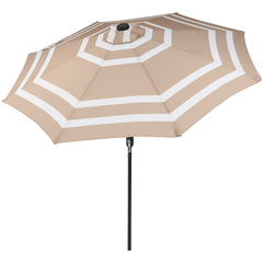 Pool Patio Umbrella with Solar LED Lights, Tilt, and Crank - 9'