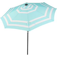 Pool Patio Umbrella with Solar LED Lights, Tilt, and Crank - 9'