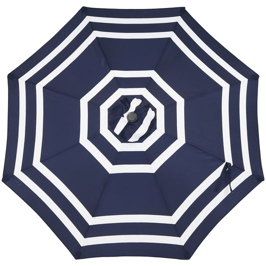 Navy Stripe Aluminum Patio Umbrella, Tilt & Crank - 9'