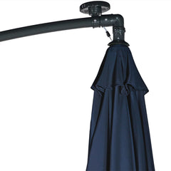 Steel Solar Light Offset Cantilever Patio Umbrella with Crank and Base - 10'