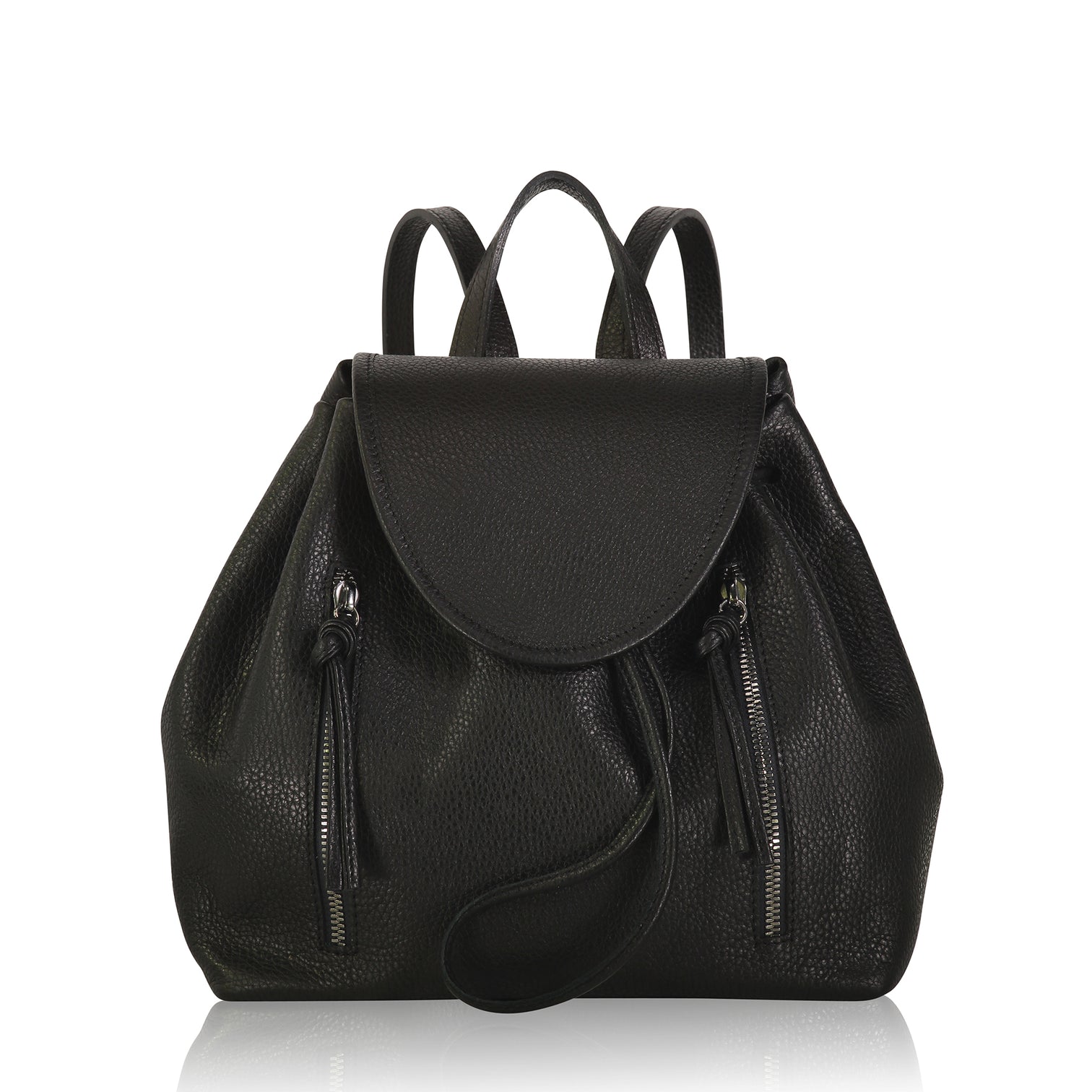  Joanna Maxham High Line Pebbled Backpack - Black Pebbled Leather - Bonton