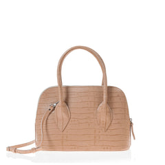 Luxurious Leather Lady D Satchel Croc Embossed