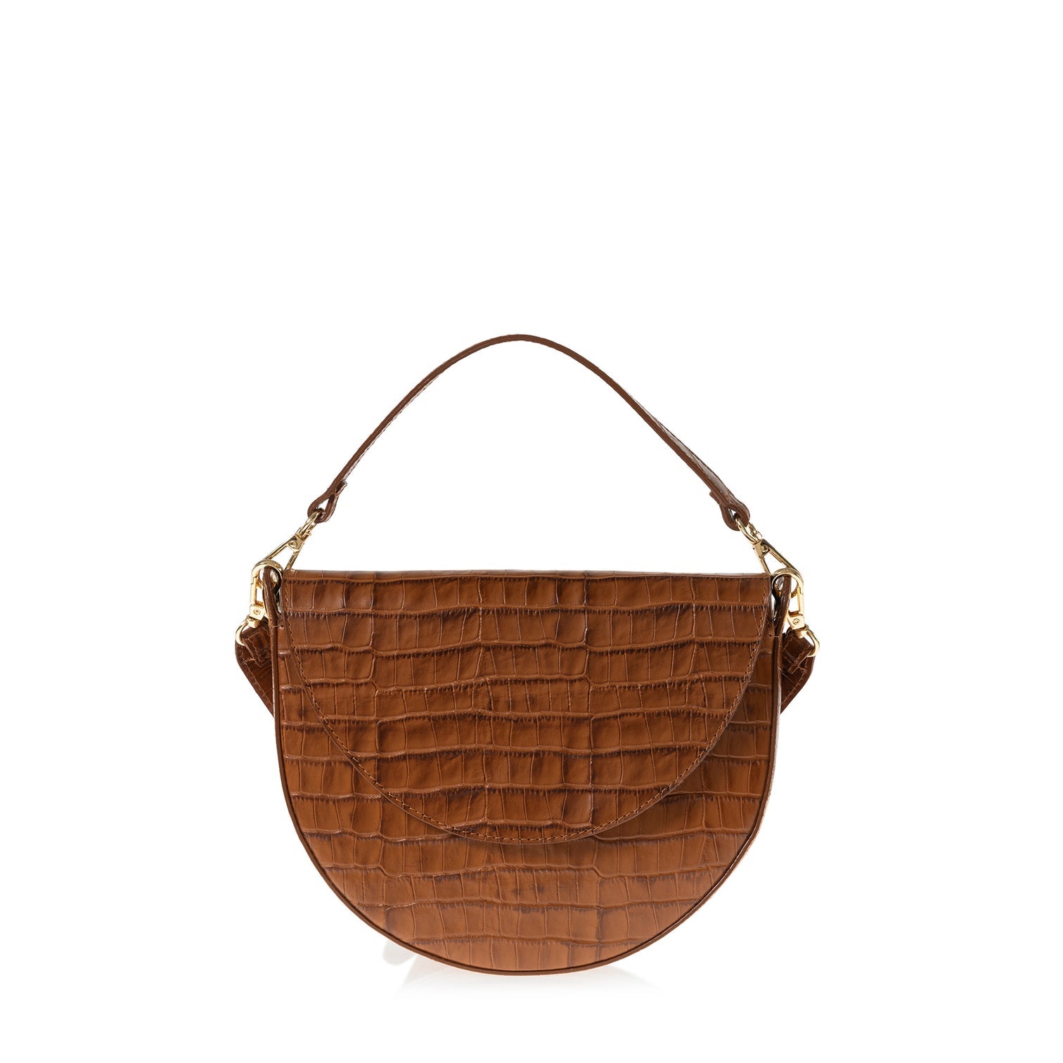  Joanna Maxham Forget Me Not Half-Moon Saddle Bag - Saddle Croc-Embossed - Bonton