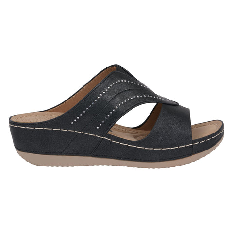 Women's Johanna Black Embellished Wedge Sandals