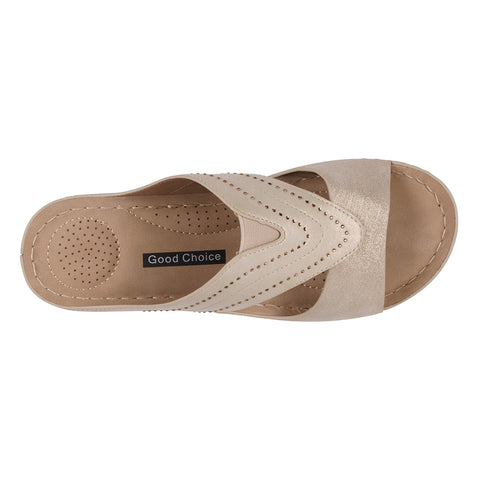 Women's Johanna Gold Embellished Wedge Sandals