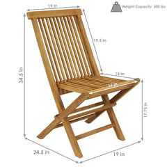 Solid Teak Wood with Light Stained Finish Hyannis Folding Dining Chair - Light Brown