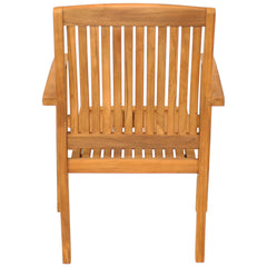 Solid Teak Wood Slat-Back Patio Dining Armchair 2