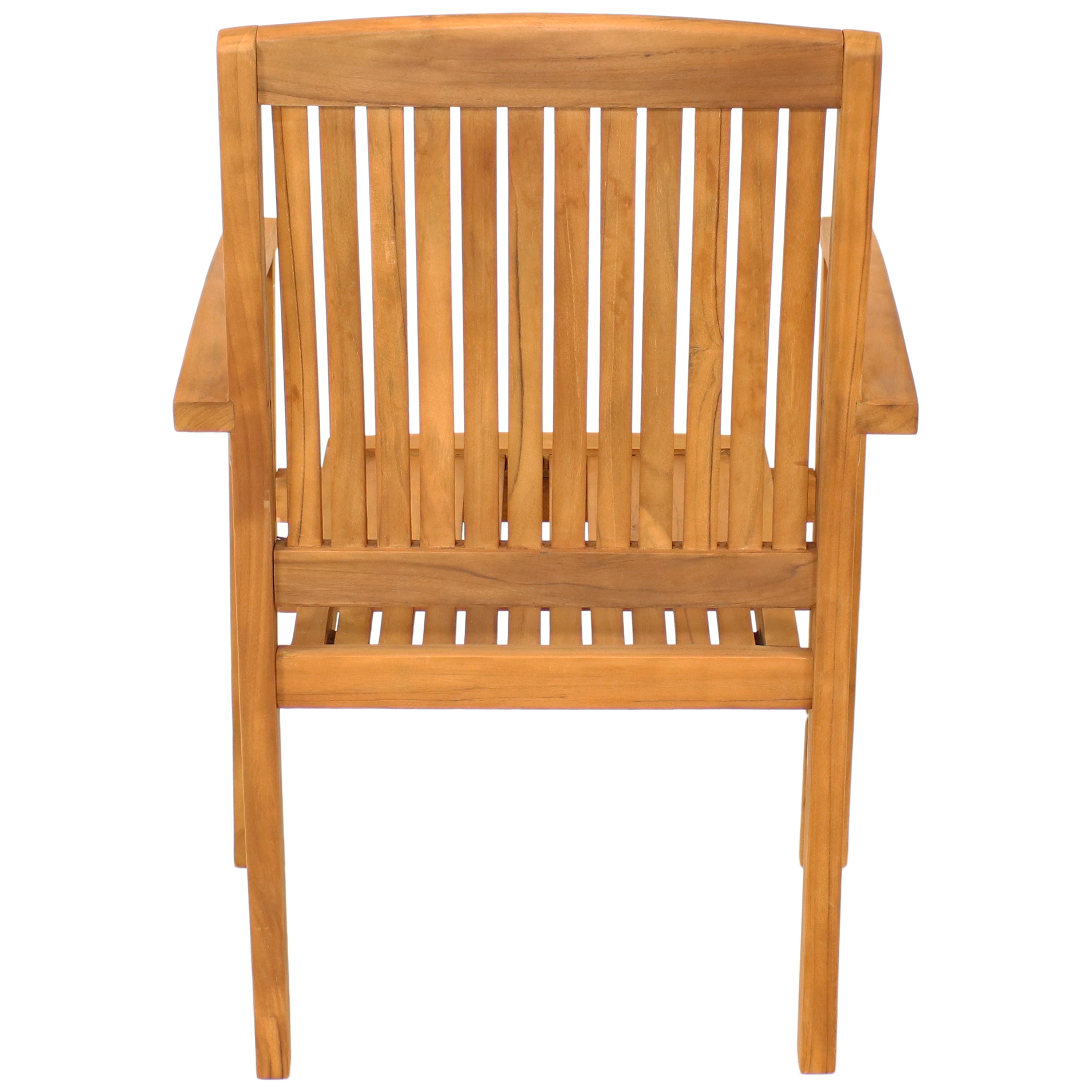  Sunnydaze Decor Solid Teak Wood Slat-Back Patio Dining Armchair - Light Brown - Bonton