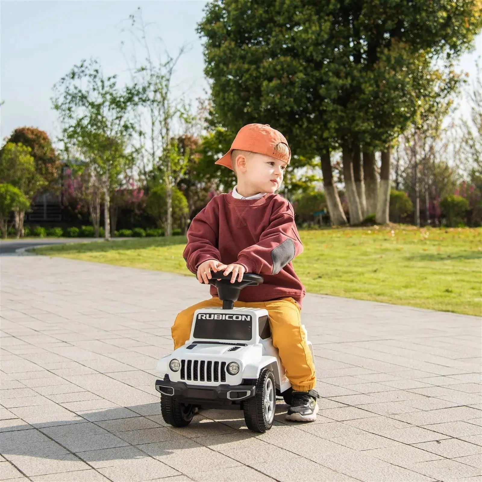  Freddo Jeep Rubicon Foot to Floor Ride-on for Toddlers - Red - Bonton