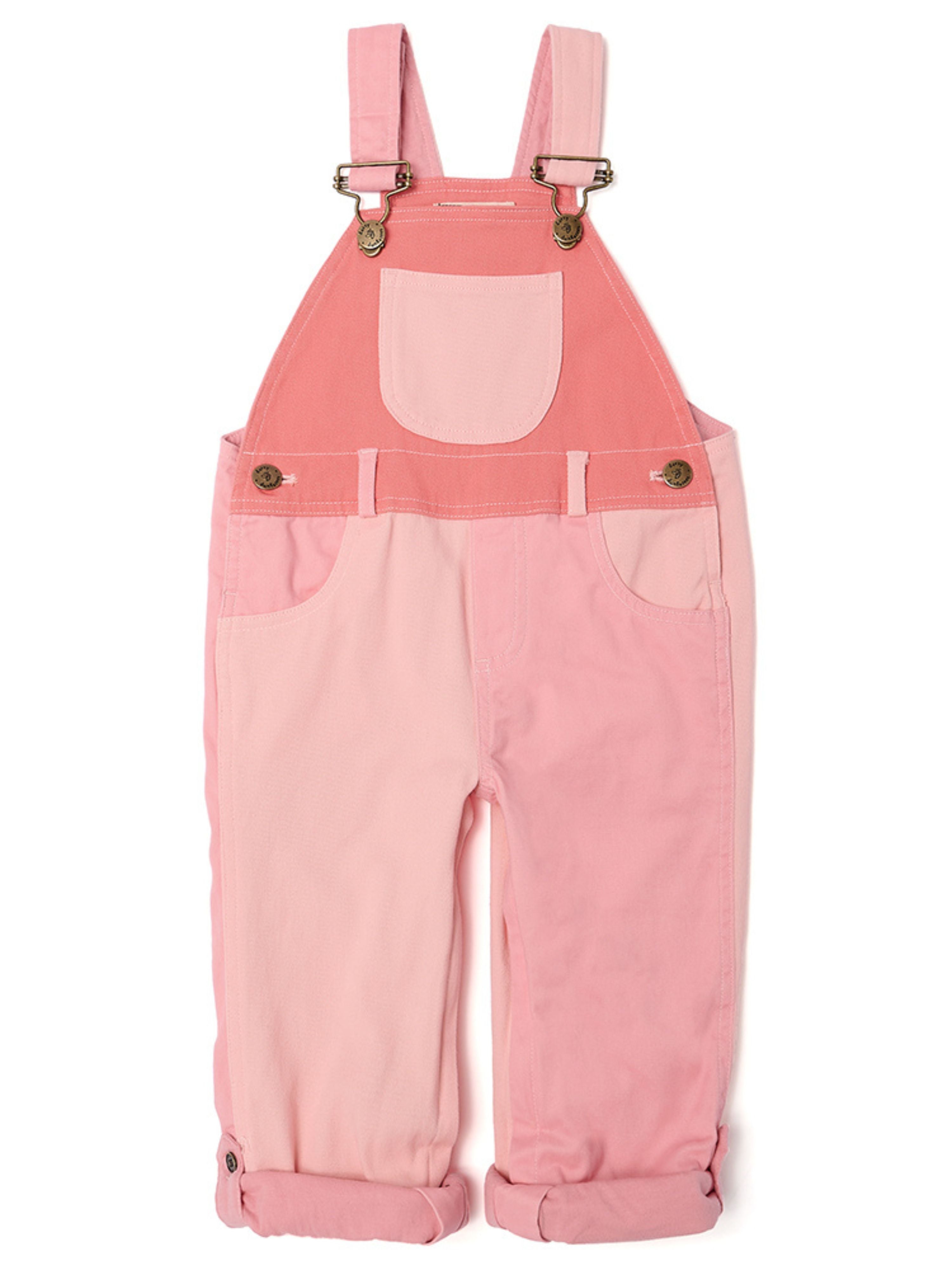  Dotty Dungarees Tonal Colourblock Overalls - Pink - Bonton