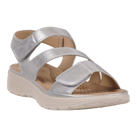 Women's Judy Silver Velcro Comfort Flat Sandals
