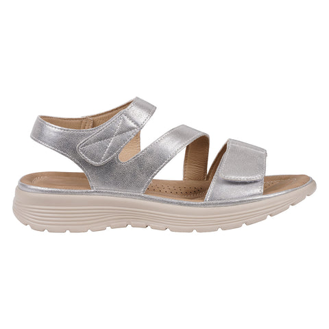 Women's Judy Silver Velcro Comfort Flat Sandals