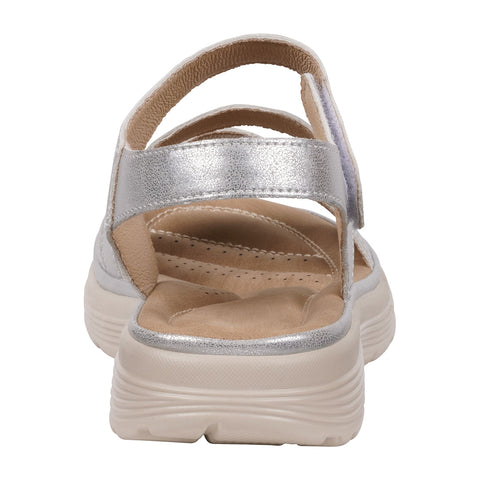 Women's Judy Silver Velcro Comfort Flat Sandals